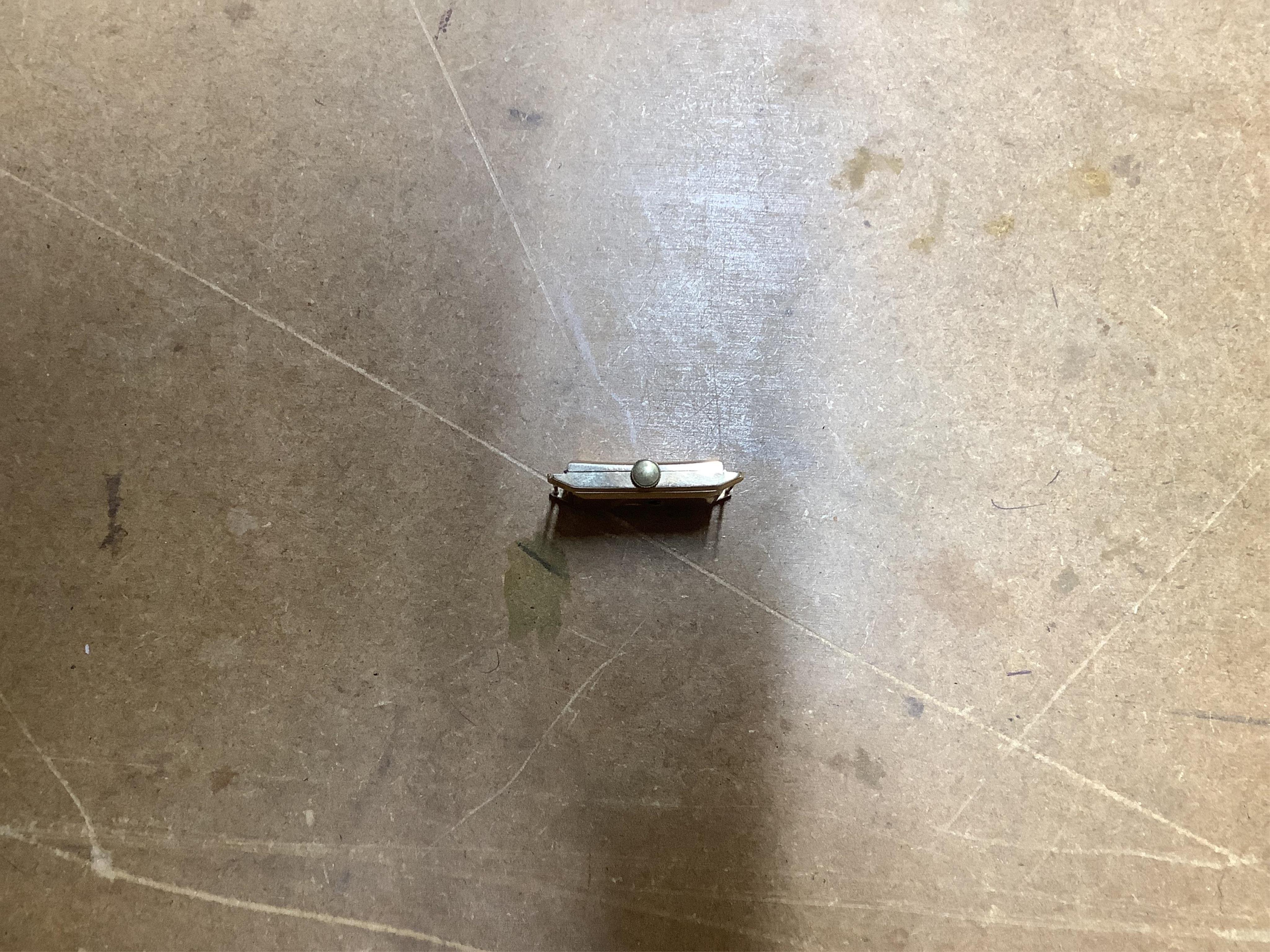 A 1930's Swiss 9ct gold rectangular cased jump hour digital manual wind wrist watch, case diameter 21mm, no strap, together with a continental engraved 14k gold open face keywind fob watch, with Roman dial, case diameter